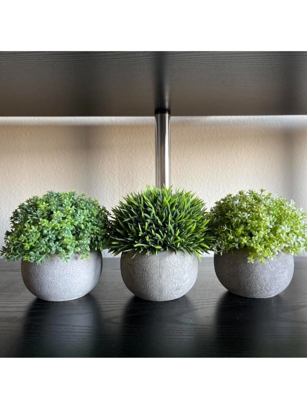 Set of 3 faux succulent plants in gray pots #succulents #planters